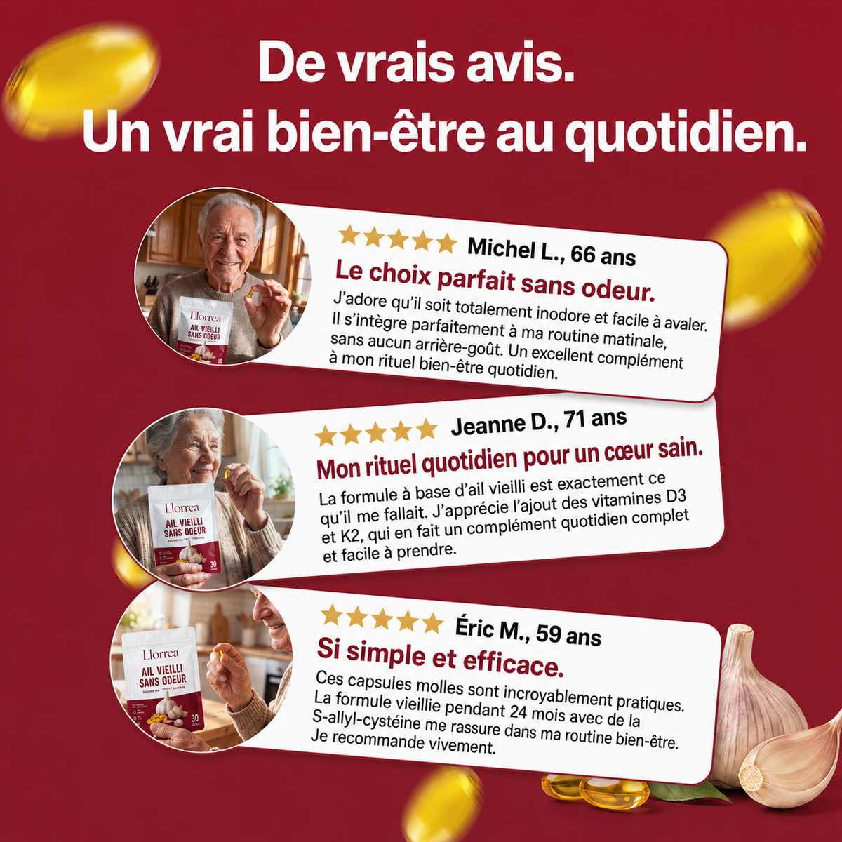 Extrait d'ail vieilli Llorrea® - Capsules molles inodores 7 500 mg