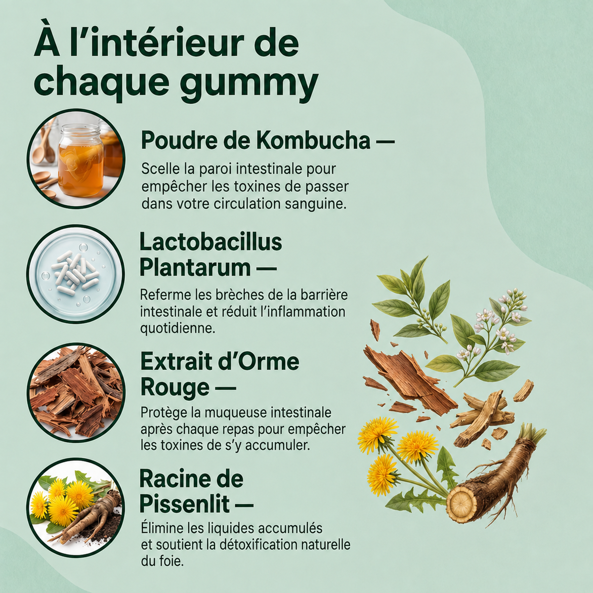 Gommes probiotiques au kombucha pour le soutien digestif