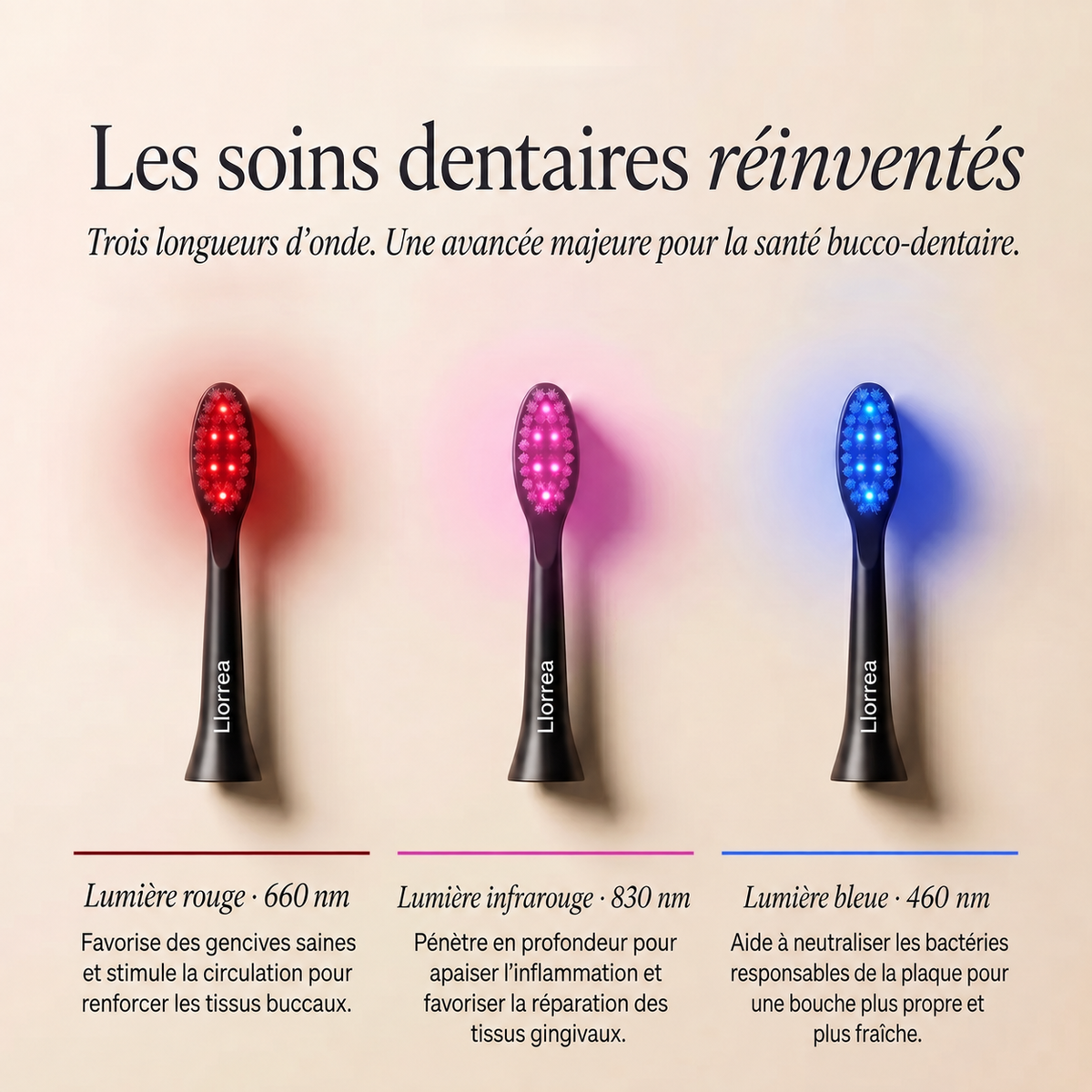 Brosse à dents Llorrea à lumière rouge + bleue